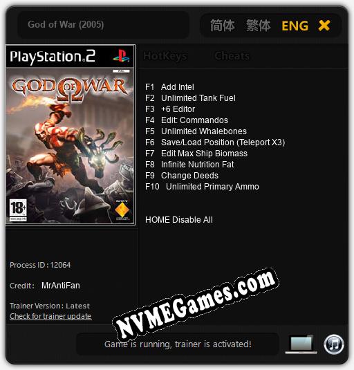 God of War (2005): Treinador (V1.0.31)