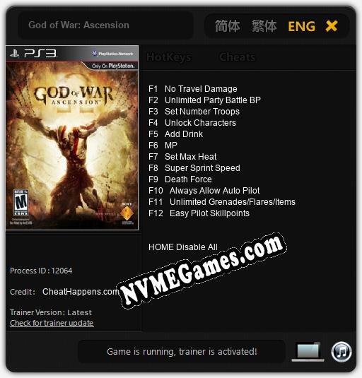 God of War: Ascension: Trainer +12 [v1.2]