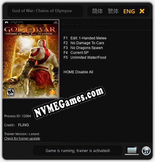 God of War: Chains of Olympus: Treinador (V1.0.86)