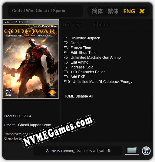 Treinador liberado para God of War: Ghost of Sparta [v1.0.1]