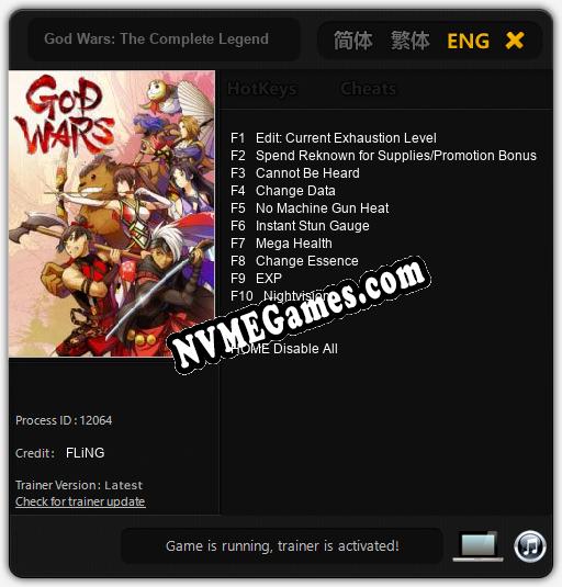 God Wars: The Complete Legend: Treinador (V1.0.62)