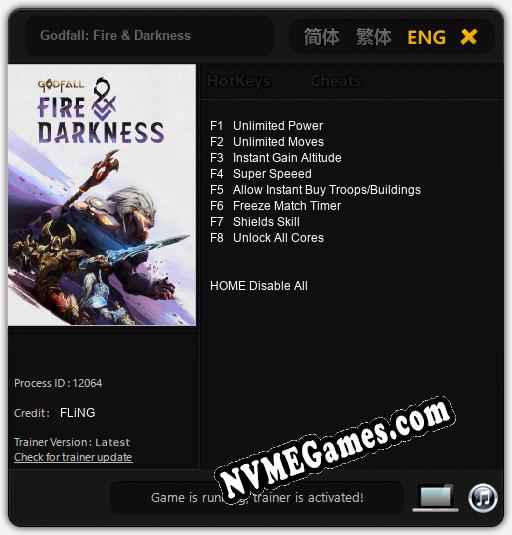 Treinador liberado para Godfall: Fire & Darkness [v1.0.5]