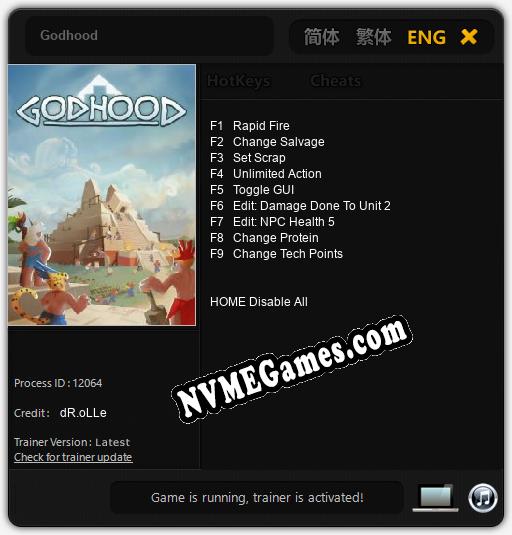 Treinador liberado para Godhood [v1.0.2]