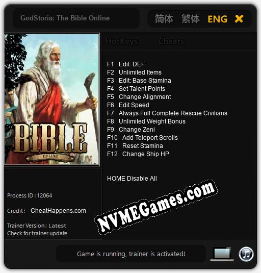 GodStoria: The Bible Online: Treinador (V1.0.95)