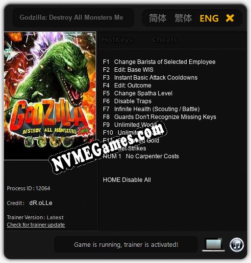 Godzilla: Destroy All Monsters Melee: Trainer +13 [v1.9]