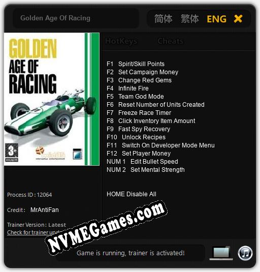 Treinador liberado para Golden Age Of Racing [v1.0.8]