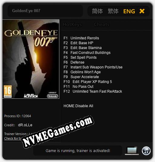 GoldenEye 007: Trainer +12 [v1.8]