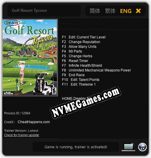 Golf Resort Tycoon: Trainer +11 [v1.9]