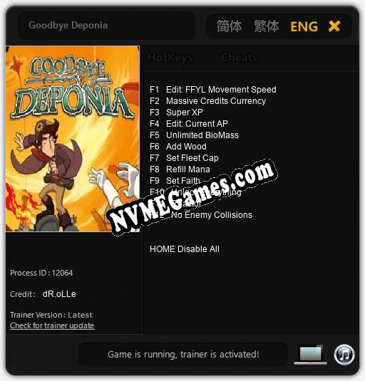 Treinador liberado para Goodbye Deponia [v1.0.2]