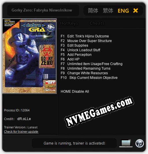 Gorky Zero: Fabryka Niewolnikow: Cheats, Trainer +10 [dR.oLLe]
