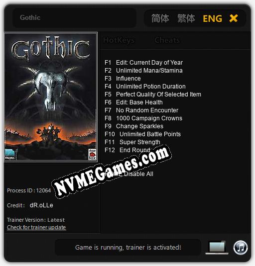 Gothic: Cheats, Trainer +12 [dR.oLLe]