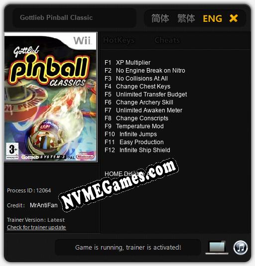 Treinador liberado para Gottlieb Pinball Classic [v1.0.7]