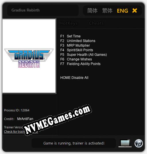 Gradius Rebirth: Cheats, Trainer +7 [MrAntiFan]