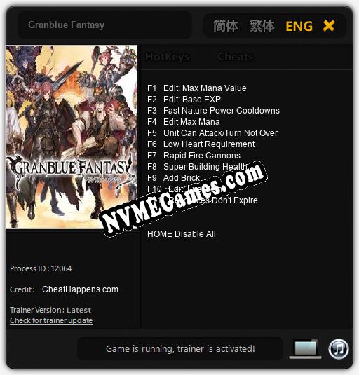 Treinador liberado para Granblue Fantasy [v1.0.2]