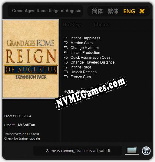 Treinador liberado para Grand Ages: Rome Reign of Augustus [v1.0.5]