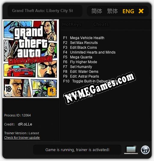 Grand Theft Auto: Liberty City Stories: Trainer +10 [v1.4]