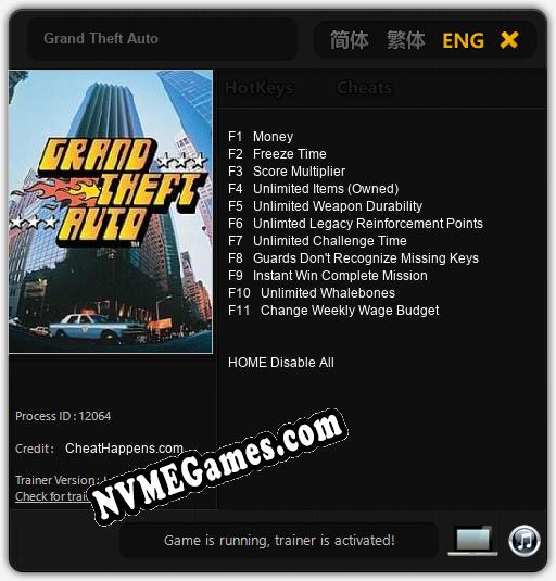 Grand Theft Auto: Cheats, Trainer +11 [CheatHappens.com]