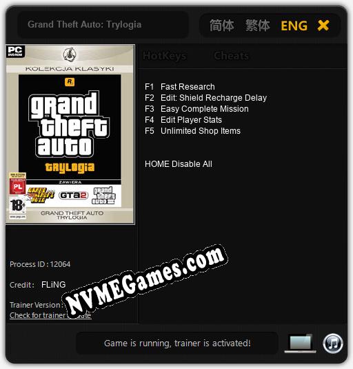 Grand Theft Auto: Trylogia: Cheats, Trainer +5 [FLiNG]