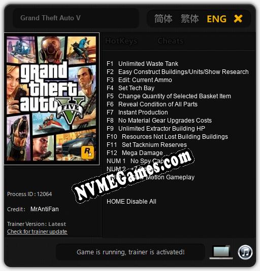 Grand Theft Auto V: Cheats, Trainer +15 [MrAntiFan]