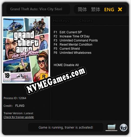 Grand Theft Auto: Vice City Stories: Trainer +6 [v1.8]