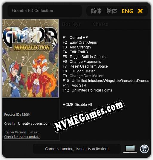 Grandia HD Collection: Treinador (V1.0.61)