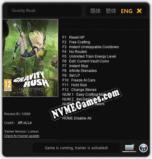 Gravity Rush: Treinador (V1.0.86)