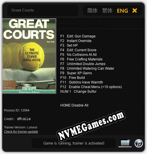 Great Courts: Cheats, Trainer +13 [dR.oLLe]