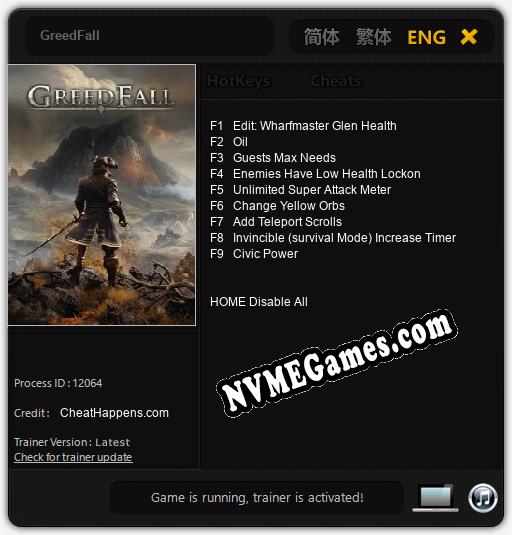 GreedFall: Trainer +9 [v1.8]