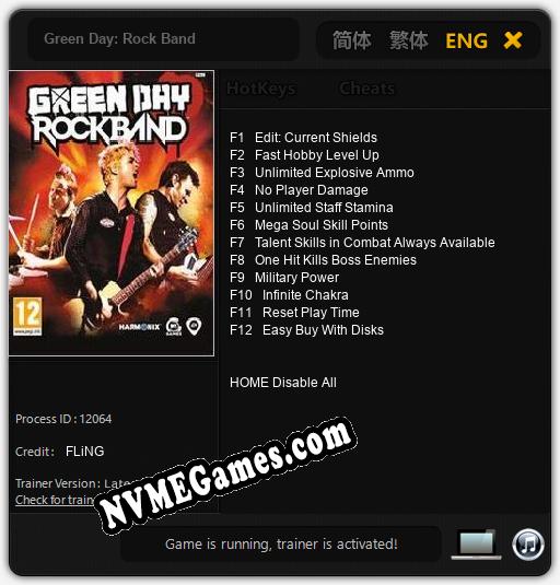 Green Day: Rock Band: Trainer +12 [v1.1]