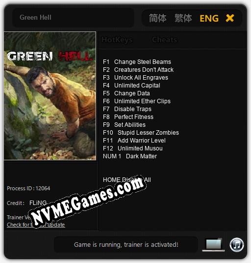 Treinador liberado para Green Hell [v1.0.3]