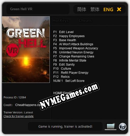 Green Hell VR: Treinador (V1.0.50)