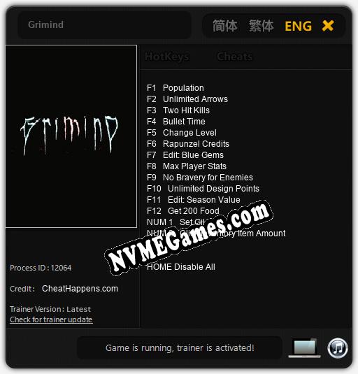 Grimind: Cheats, Trainer +14 [CheatHappens.com]