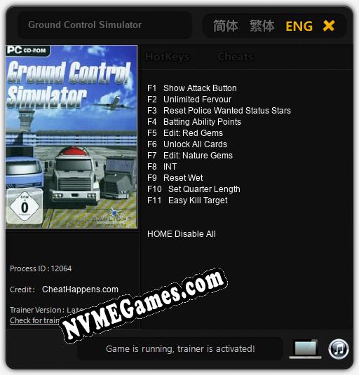 Treinador liberado para Ground Control Simulator [v1.0.9]