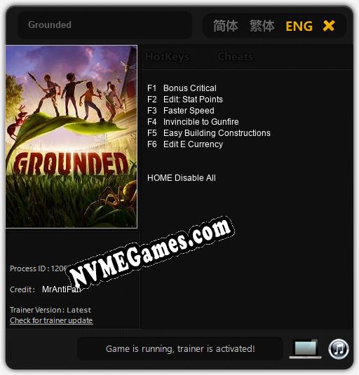 Treinador liberado para Grounded [v1.0.7]