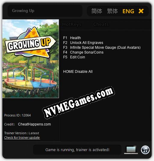 Treinador liberado para Growing Up [v1.0.7]