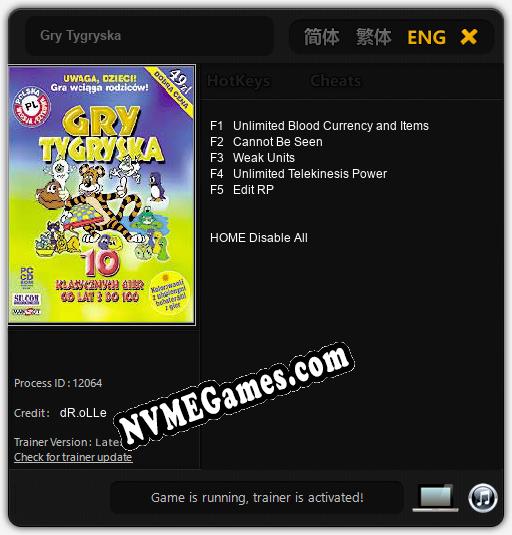 Gry Tygryska: Cheats, Trainer +5 [dR.oLLe]