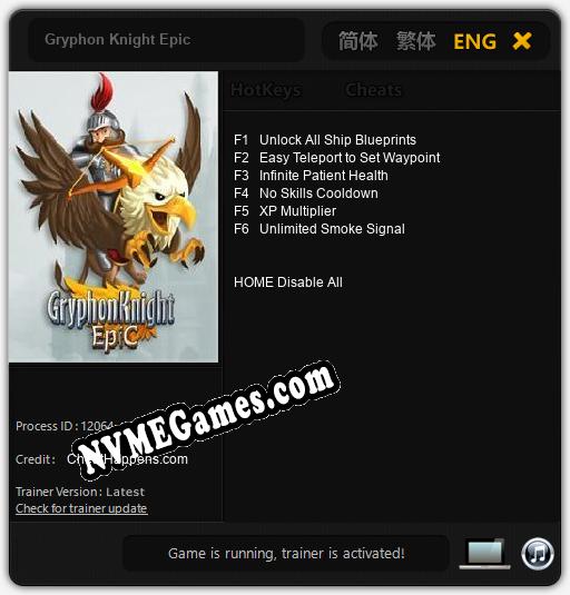 Treinador liberado para Gryphon Knight Epic [v1.0.3]