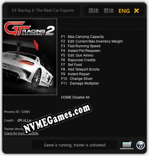 GT Racing 2: The Real Car Experience: Cheats, Trainer +11 [dR.oLLe]