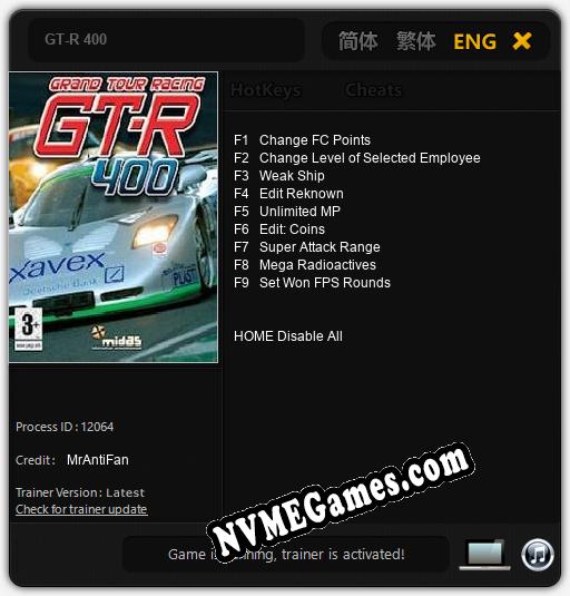 Treinador liberado para GT-R 400 [v1.0.2]