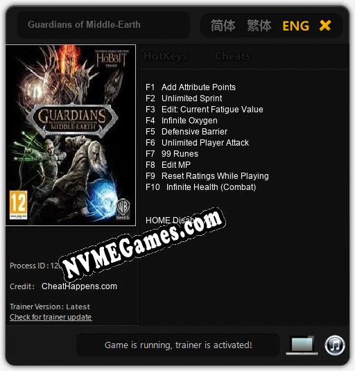 Guardians of Middle-Earth: Cheats, Trainer +10 [CheatHappens.com]