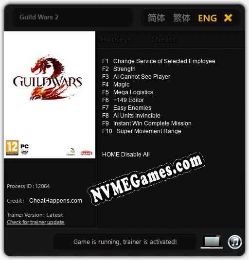 Treinador liberado para Guild Wars 2 [v1.0.2]