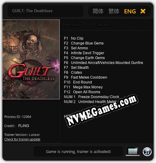 GUILT: The Deathless: Treinador (V1.0.97)