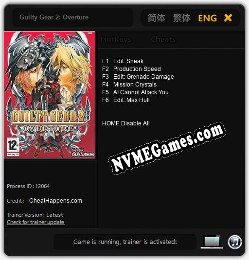 Guilty Gear 2: Overture: Cheats, Trainer +6 [CheatHappens.com]