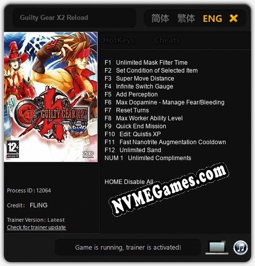 Guilty Gear X2 Reload: Cheats, Trainer +13 [FLiNG]