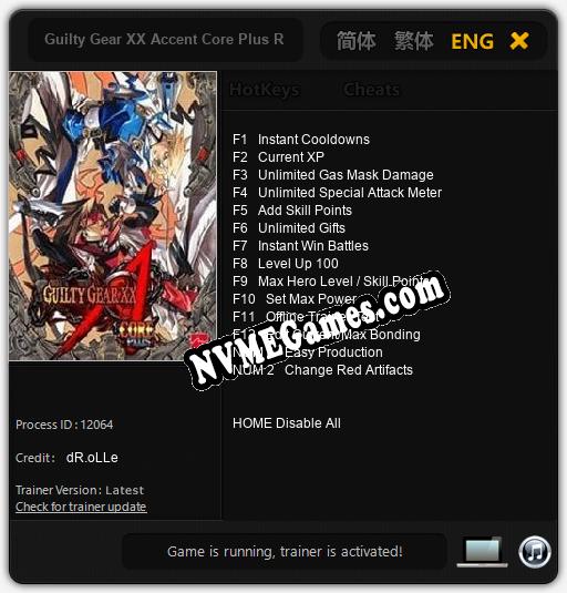 Guilty Gear XX Accent Core Plus R: Trainer +14 [v1.8]