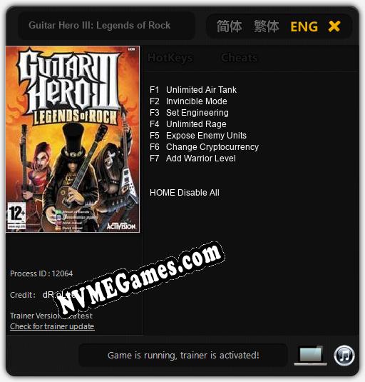 Guitar Hero III: Legends of Rock: Treinador (V1.0.54)