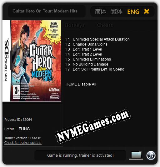 Guitar Hero On Tour: Modern Hits: Trainer +7 [v1.3]