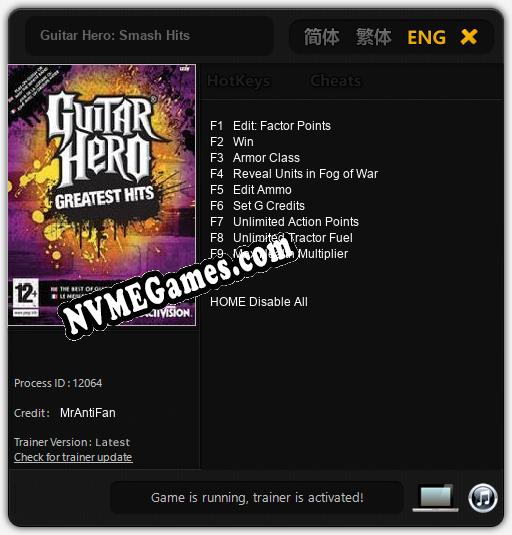 Treinador liberado para Guitar Hero: Smash Hits [v1.0.7]