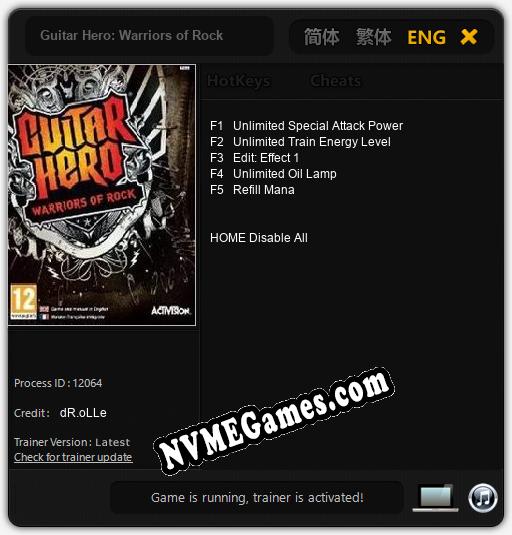 Guitar Hero: Warriors of Rock: Treinador (V1.0.52)