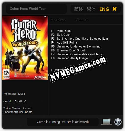 Guitar Hero: World Tour: Cheats, Trainer +8 [dR.oLLe]